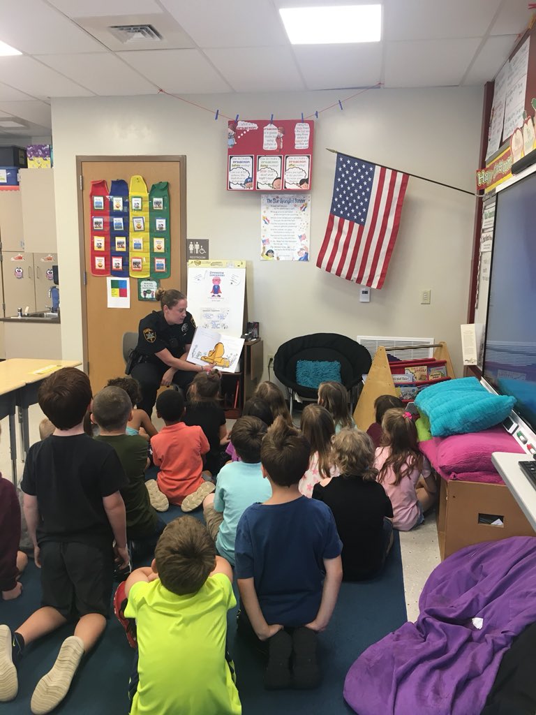Thanks Officer Reddington for encouraging positive behavior at Newville!  One of our prizes for positive behavior was story time with Officer Red and these students were so excited!! #BSSDProud #Staff Spotlight #Newvillecares