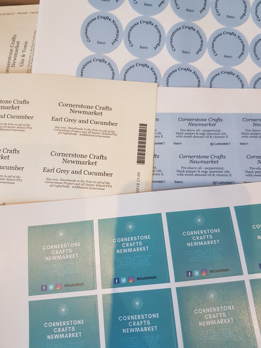 Labels have arrived for all the candles and bath bombs. Looking forward to first craft fair at All Saints Church Newmarket 10 -12.30 Saturday 2nd November. Taking pre-orders for large batches now. #allsaintscornerstone <a href="/AllSaintsNMK/">All Saints Church Newmarket</a>