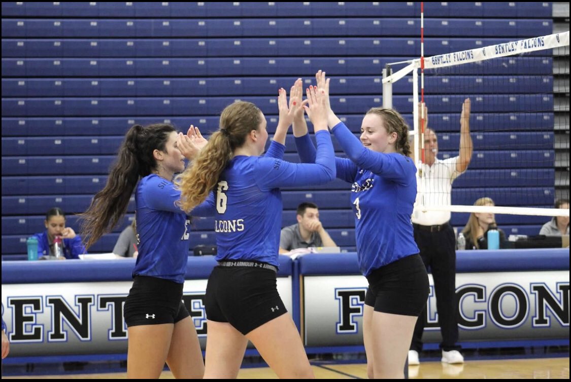 BentleyVball's tweet photo. All the high fives because @BentleyVball has two games today! Playing Mercy at 11:00am and AIC at 1:00pm🏐 Click the link below to watch our games!

#GoBent #falcons #flexup @BentleyFalcons @bentleyu 

https://t.co/Akf4ZRWWQt https://t.co/AyVXyPNSrw
