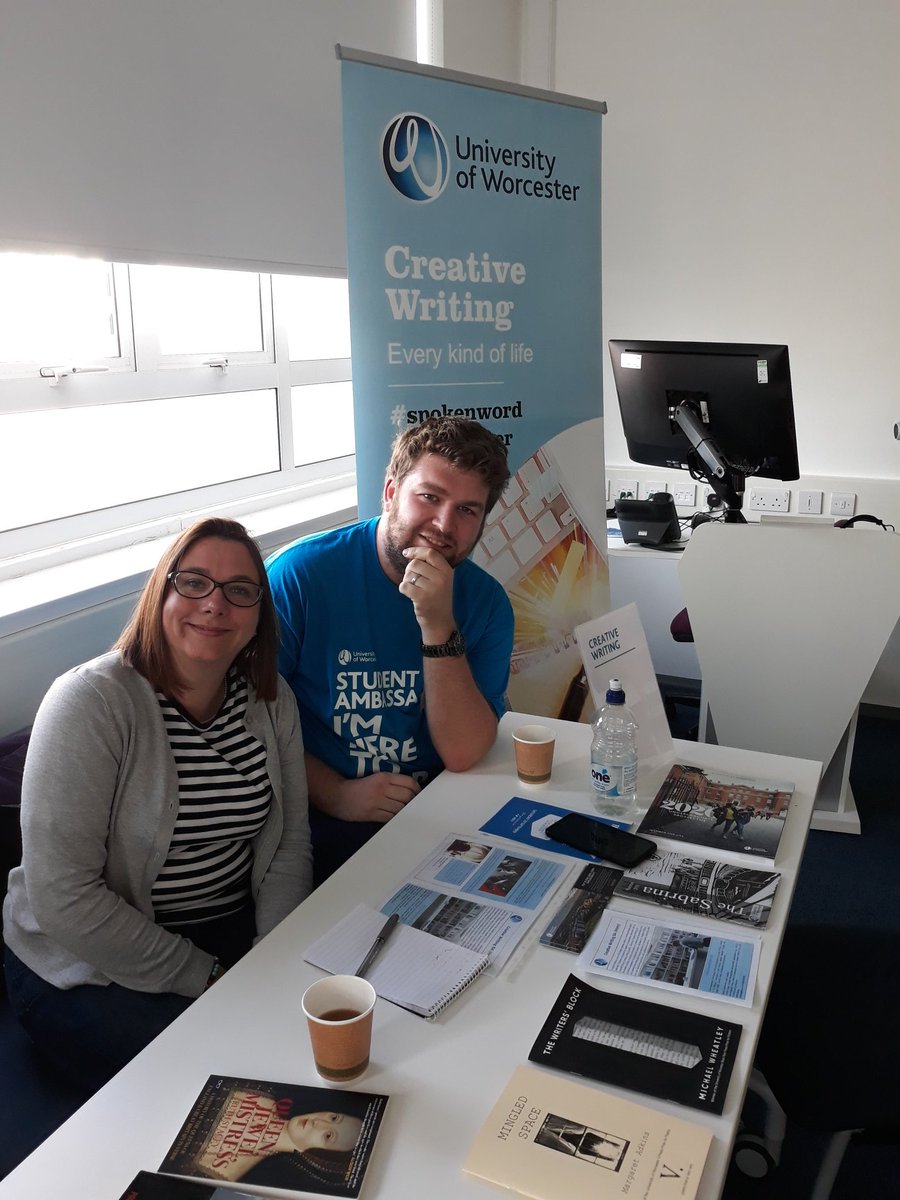 MermaidsDrown's tweet photo. Open day @worcester_uni and @UoWriting are here and ready to chat to you about all aspects of studying creative writing and living in the beautiful city of #Worcester. Come and ask about being a #hypewriter https://t.co/AlGWKt0IY8