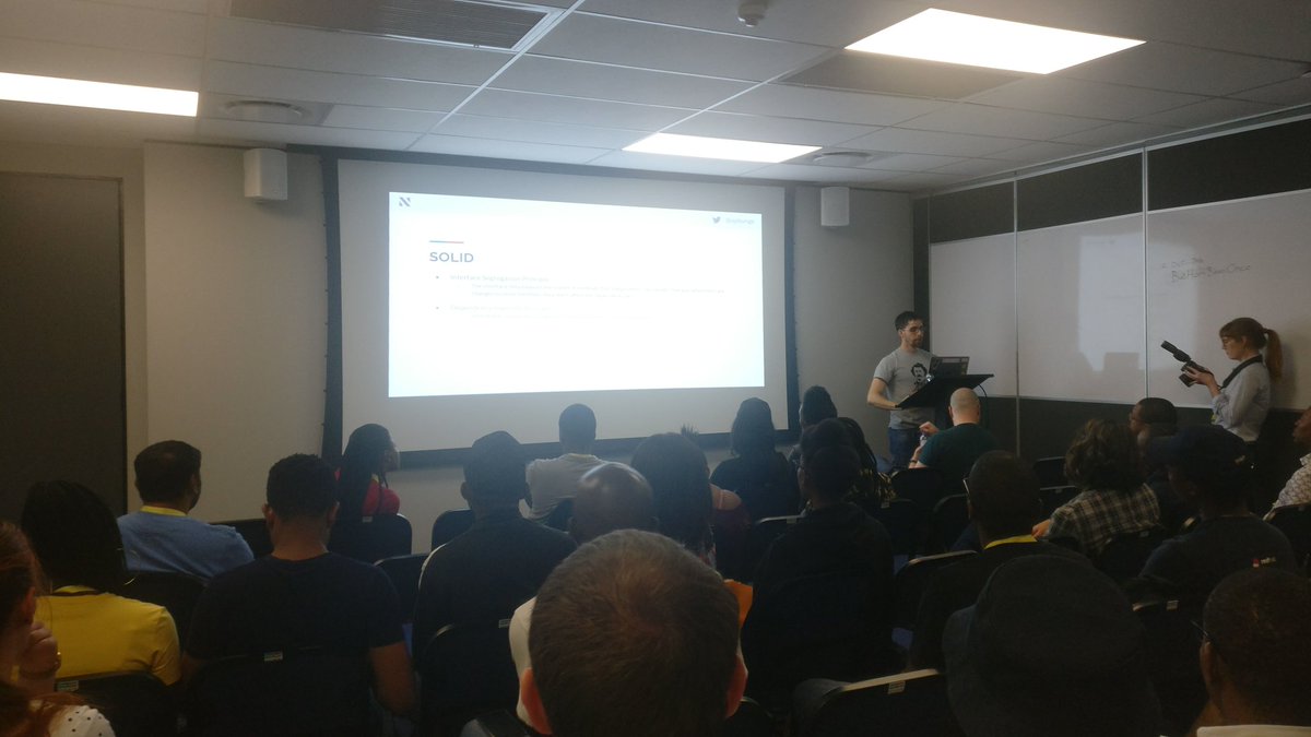 GDGCapeTown's tweet image. Last talk of the day on the Android track by @APBunge on Android architectural patterns. @GDGJohannesburg #KotlinEverywhereSA