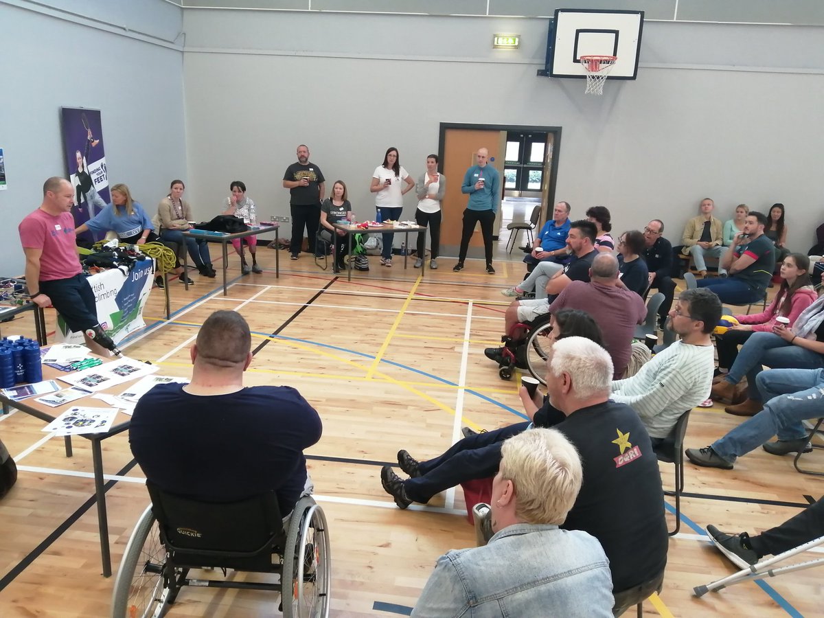 Information sharing after lunch - Archery, Climbing, FindingYourFeet, Sitting Volleyball, Scottish Disability Sport, Powerlifting #EastAmputeeSports19 #FYF_Charity @SDS_sport #climbscotland