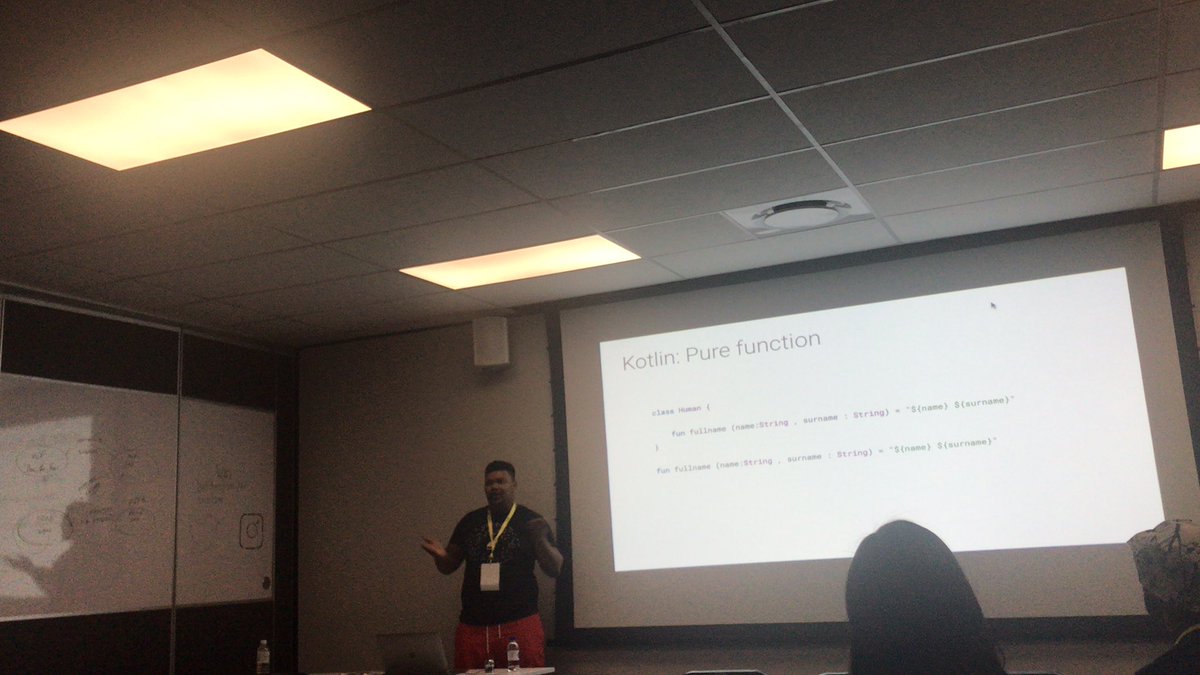 NdabaMbalenhle's tweet image. @pjapplez wrapping things up with “Functional Programming in  @kotlin”  #KotlinEverywhereSA 
@GDGJohannesburg 
@GDGCapeTown