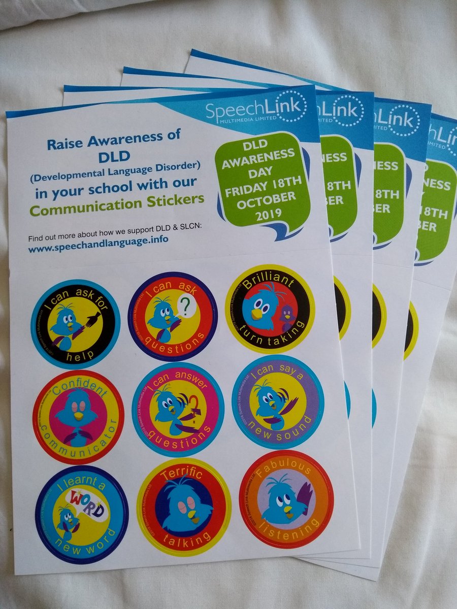 My stickers from @SpeechLink arrived. I can't wait to share them with the children I work with. #DLDawarenessday #DevelopmentalLanguageDisorder #SLCN #SLT2B