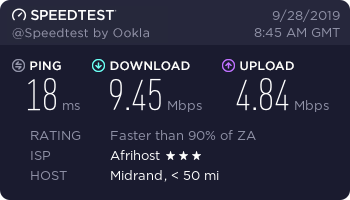 thyskotze's tweet photo. Speedtest on 10 Mb Fiber September 28, 2019 at 10:45AM hardline to fibre box I'm posting the good and the bad, please fix the problem and the post will stop. https://t.co/BHYgGjy8QU