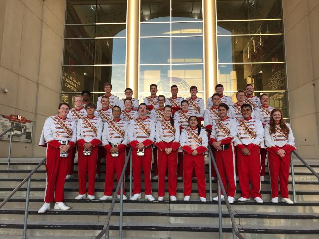 UNLdrumline's tweet photo. It's GameDay at Memorial Stadium (literally) as the Cornhusker Marching Band Drumline prepares for ESPN College Gameday! Tune in at 8am on ESPN! Sheldon lot at 5pm! #GBR ❄️🔴❄️ https://t.co/toD6qkKQqe