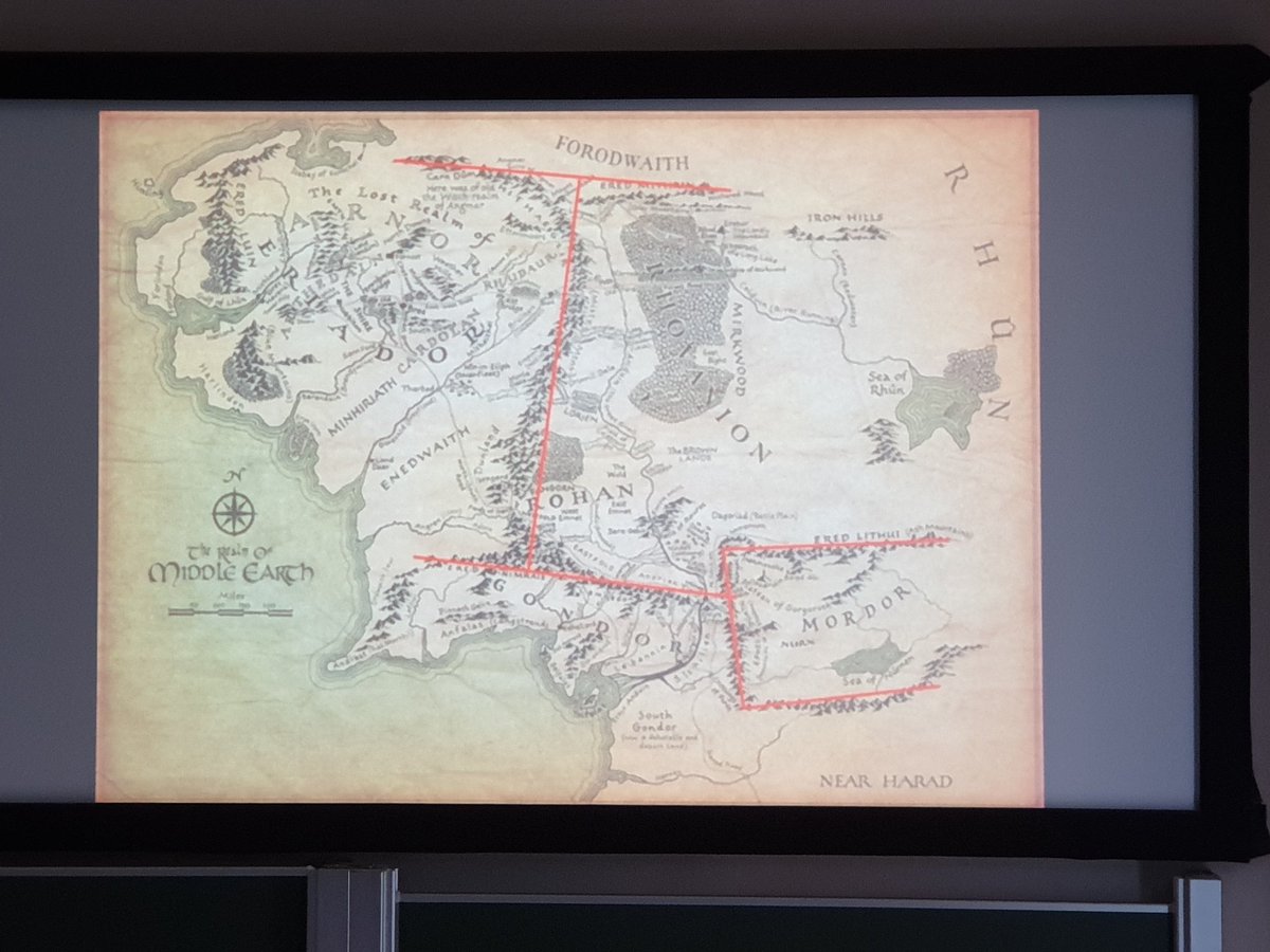 JCCEarthSci's tweet photo. How do you solve the problem of Mordor's right angled mountains?! Got to love geologists! #ThinkGeology #ESTA19 @ESTA_UK https://t.co/OHEmyNRH9O