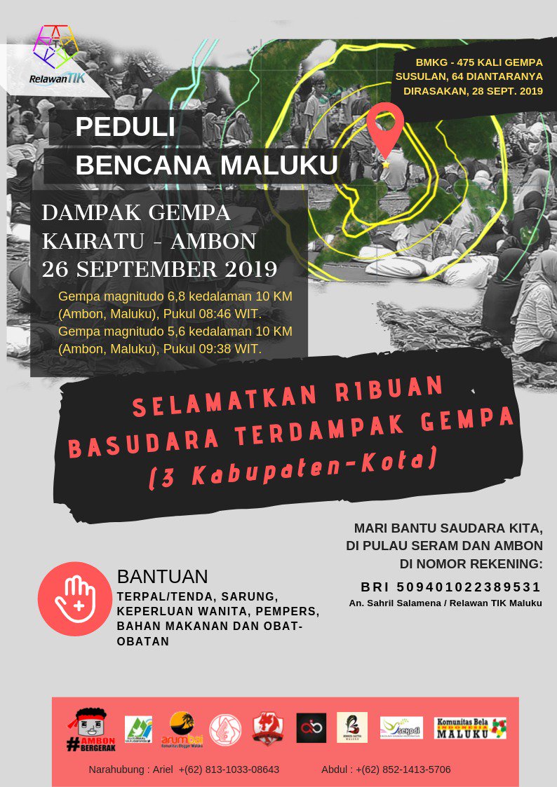 Mohon bantuan saudara-saudara untuk korban gempa Ambon dan sekitarnya. Terima kasih

#GempaAmbon
#PrayforAmbon