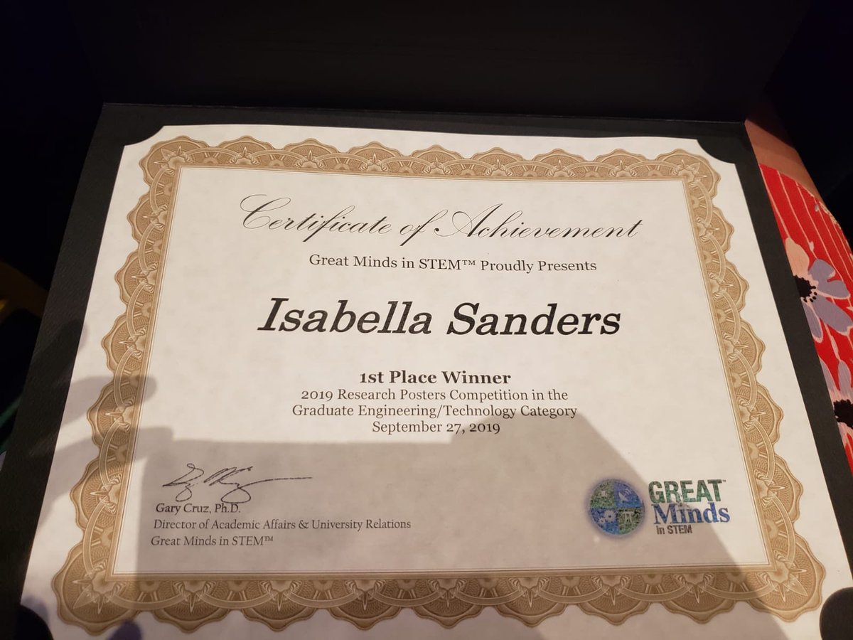 BenMontreuil's tweet photo. Isabella Sanders is 1st Place Winner in GMiS Research Poster Competition in Graduate Engrg &amp; Tech category at GMiS 2019 International Conference. (GMiS: Great Minds in STEM). It is a pleasure to supervise her PhD research at Georgia Tech ISyE in Physical Internet Center. Kudos! https://t.co/f6ksvtOw9O