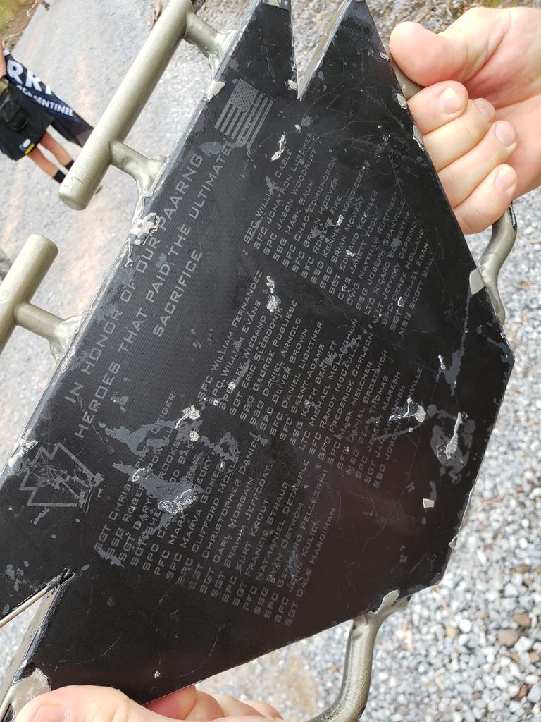 Soldiers from <a href="/PANationalGuard/">Pennsylvania National Guard</a> that paid the ultimate sacrifice in cast iron keystone carried during the March for the fallen. <a href="/NationalGuard/">National Guard</a> <a href="/USArmy/">U.S. Army</a>