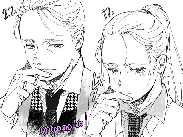 お顔と体格差のれんしゅう・・・・・・なんだか大人ヴィの微笑みが指輪💍がある余裕からの笑みに見えてくる🤭 