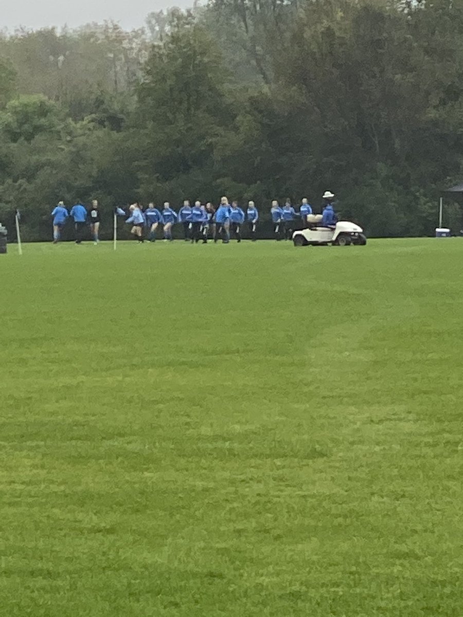 U-16’s warming up, 40 minutes to game time, wet..wet...wet