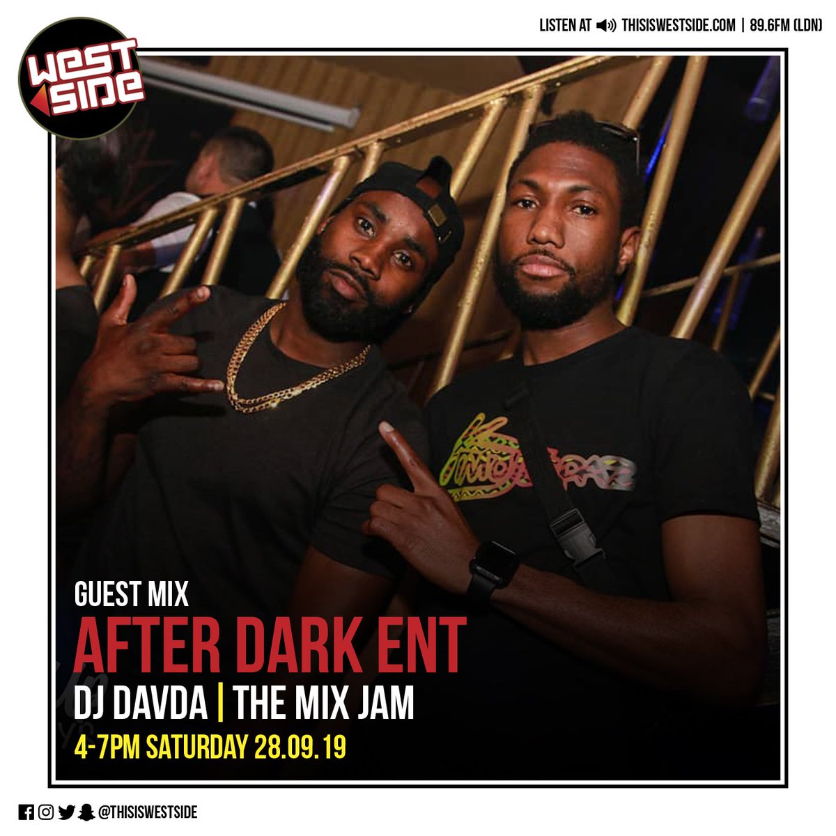 djdavda's tweet photo. TODAY:
#AfterDarkEnt join me on #TheMixJam from 4PM!

Playing at #LOCALParty for @esildn + @annamariedee_ birthdays 🤑 SET TIME 1AM https://t.co/XZt8ePWKkm