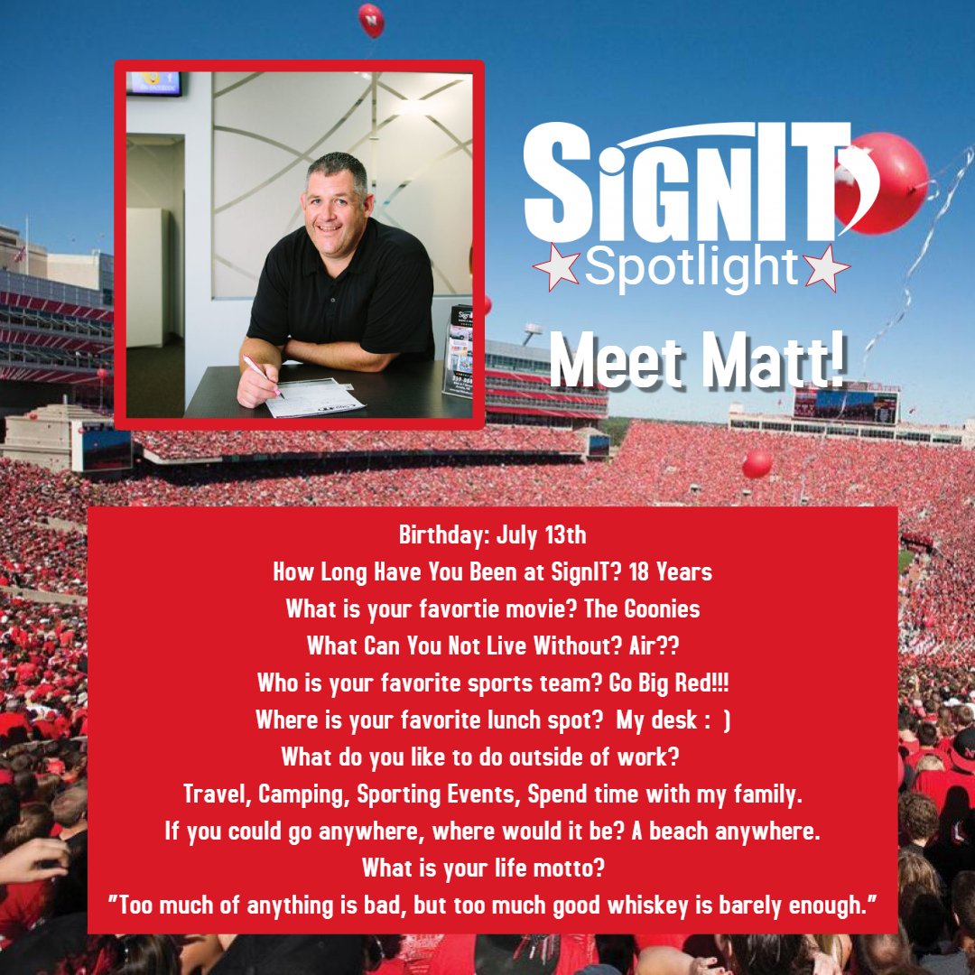 OmahaSignIT's tweet image. Happy game day 🎉🏈🎈 Take a minute to get to know this Husker fan! #WeAreSignIT