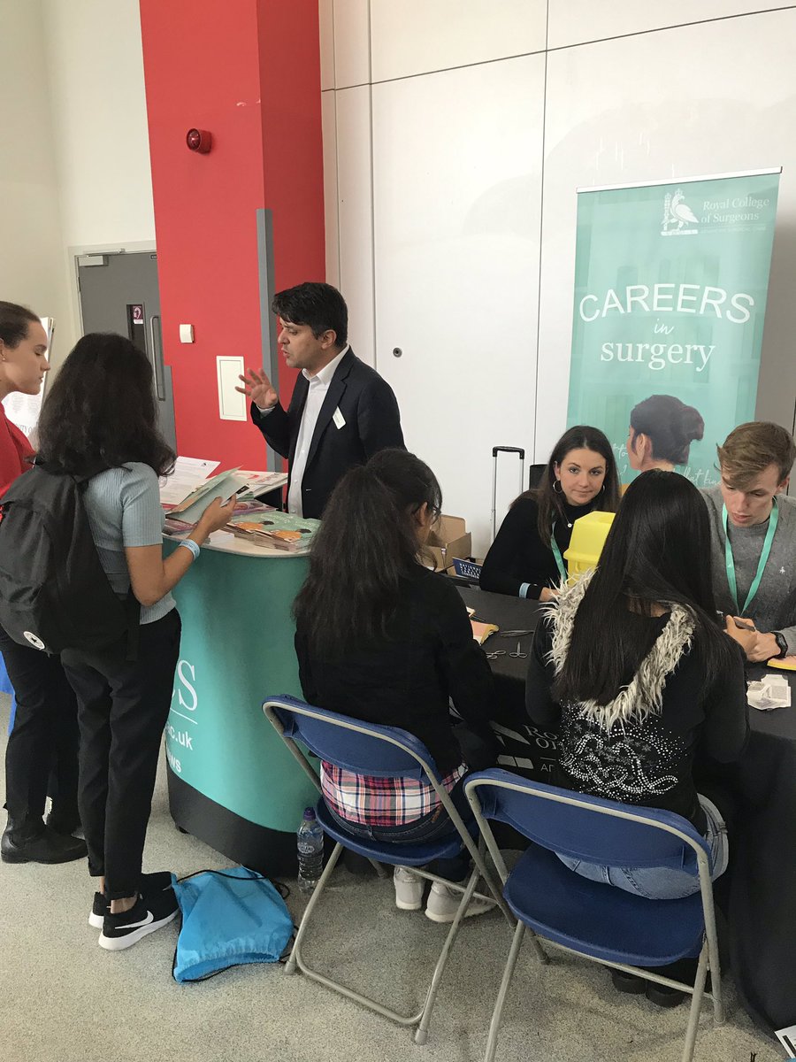 RCSnews's tweet photo. Fantastic to be @healthcareersco today talking about how rewarding a career in surgery can be - and giving future surgeons a chance to practice their suturing! #BAD19 #NHCC19 #ILookLikeASurgeon https://t.co/pIuOlMEE7X