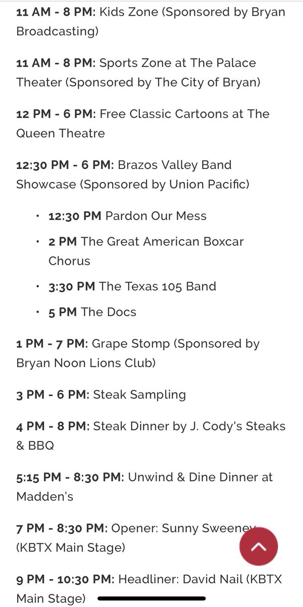 💫⌛️The wait is over! What are you most looking forward to at the Texas Reds festival today? The fun starts at 11:00! 🍇🥩 Remember, we have a #free Park & Ride shuttle service at @BlinnCollege all weekend! #TexasReds #TexasRedsFestival #Texas #DowntownBryanTX #Cheers