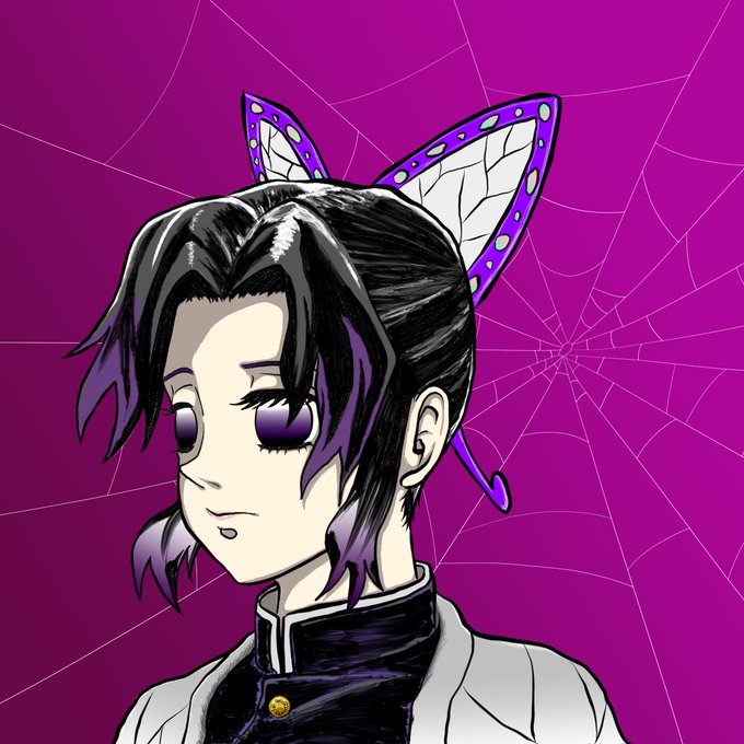 どんえふさんがTwitterに投稿した胡蝶しのぶ(鬼滅の刃)のイラスト。