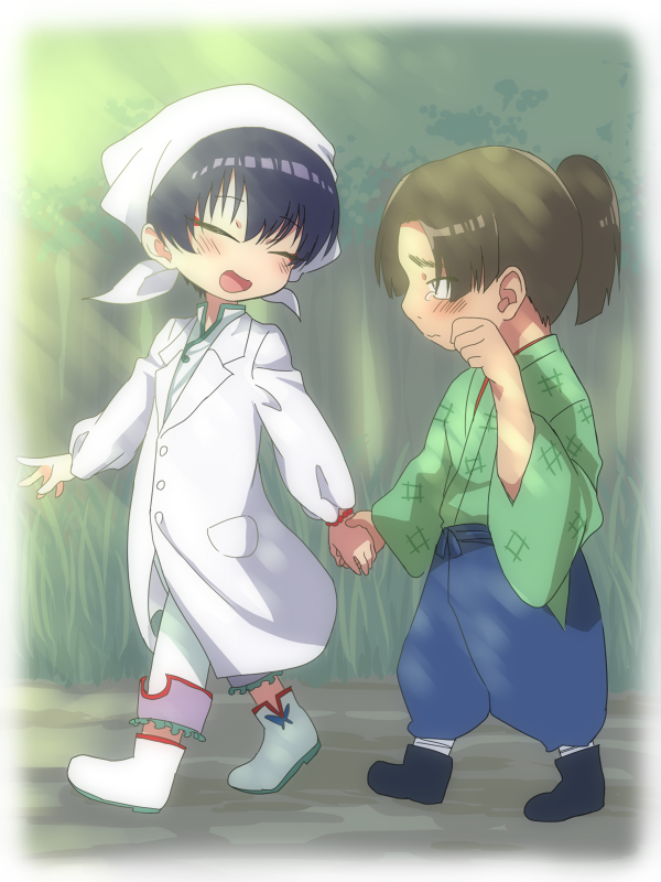 #新規フォロワーさん向けに過去作を上げてみる
私の超初期桃白と、超珍しい烏頭鬼と鬼白です 桃白以外リク絵ですが 