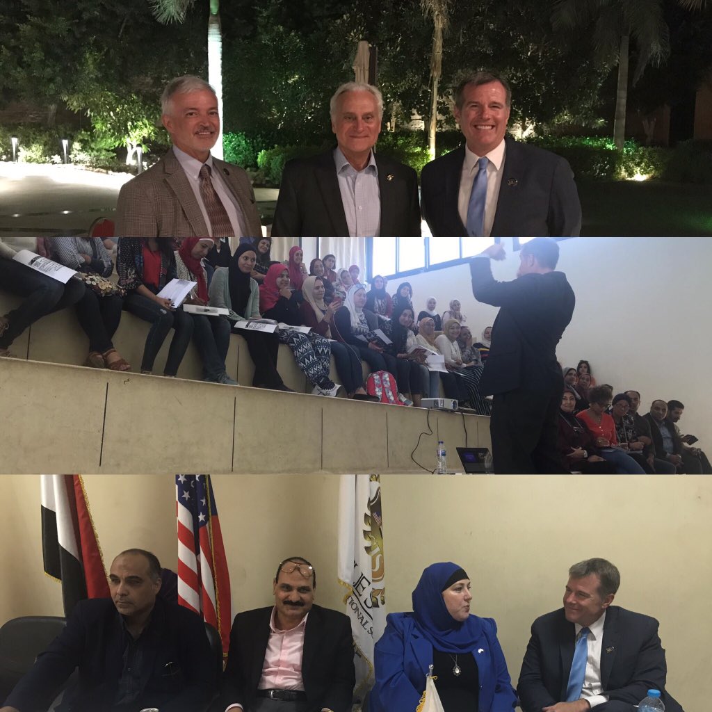 DannyBrassell's tweet photo. So grateful for the opportunity to serve as a Distinguished Visiting Prof. @americanuniversitycairo &amp; speak w/ @auc Pres. Frank Ricciardone &amp; so many #internationalschool #leaders throughout Cairo, as well. Let’s transform Egypt into #readers! #dannyspeaks https://t.co/C4nEUgf1GF
