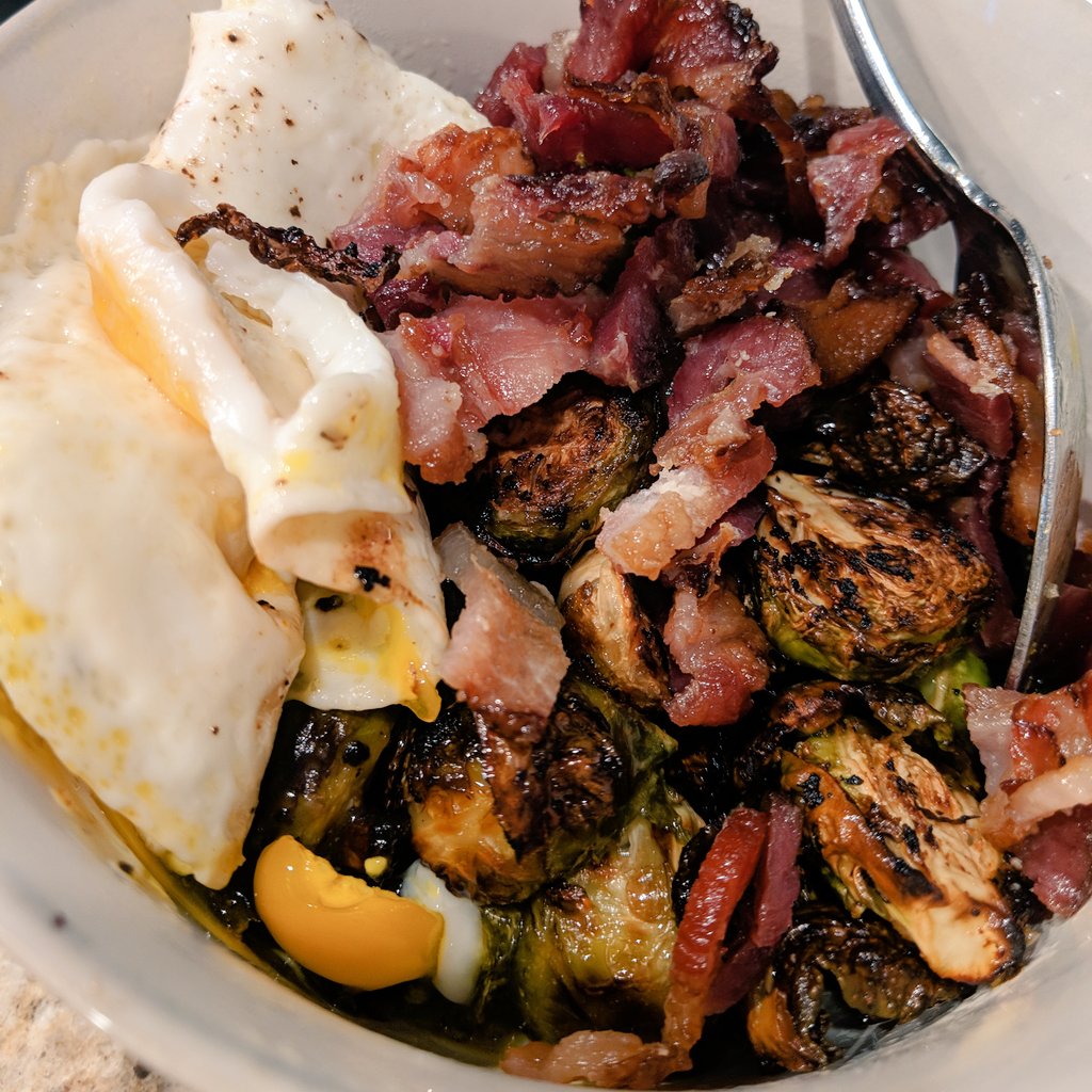 Saturday morning = fancy breakfast to start off the day.  Brussels n bacon + fried eggs 🙌 #keto #paleo #HealthyLiving #foodie #nomnomnom #SaturdayMorning #fuel #nutrition #foodismedicine #wahlsprotocol #autoimmune #narcolepsy #homemade #ketodiet #healthcare