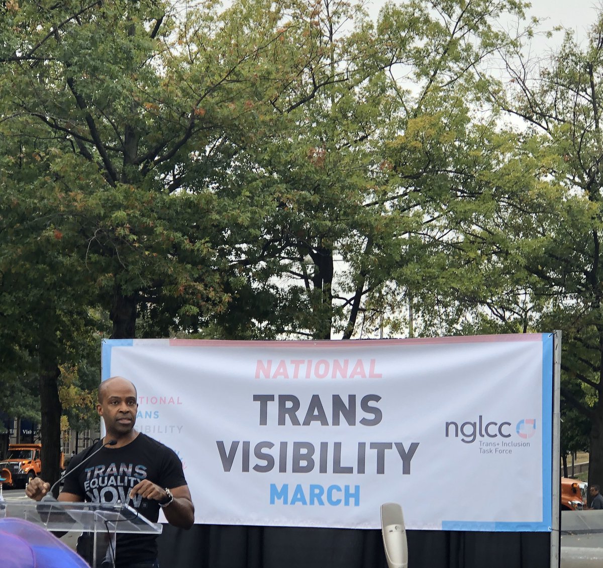 HRC President Alphonso David speaking at the National Trans Visibility March and Rally