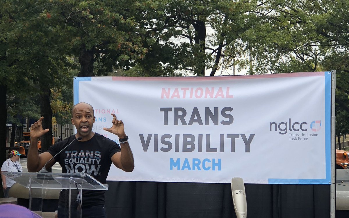 HRC President Alphonso David speaking at the National Trans Visibility March and Rally