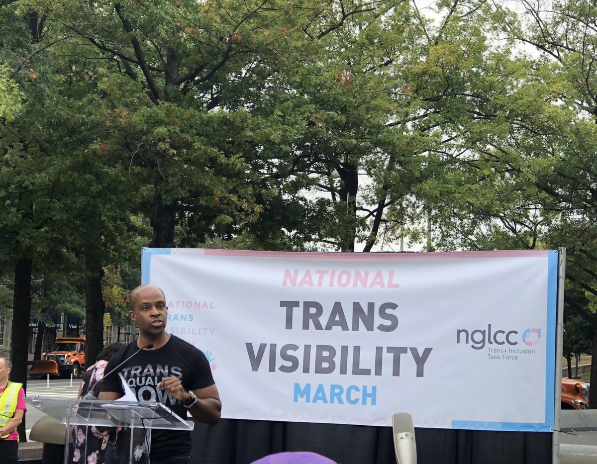 HRC President Alphonso David speaking at the National Trans Visibility March and Rally
