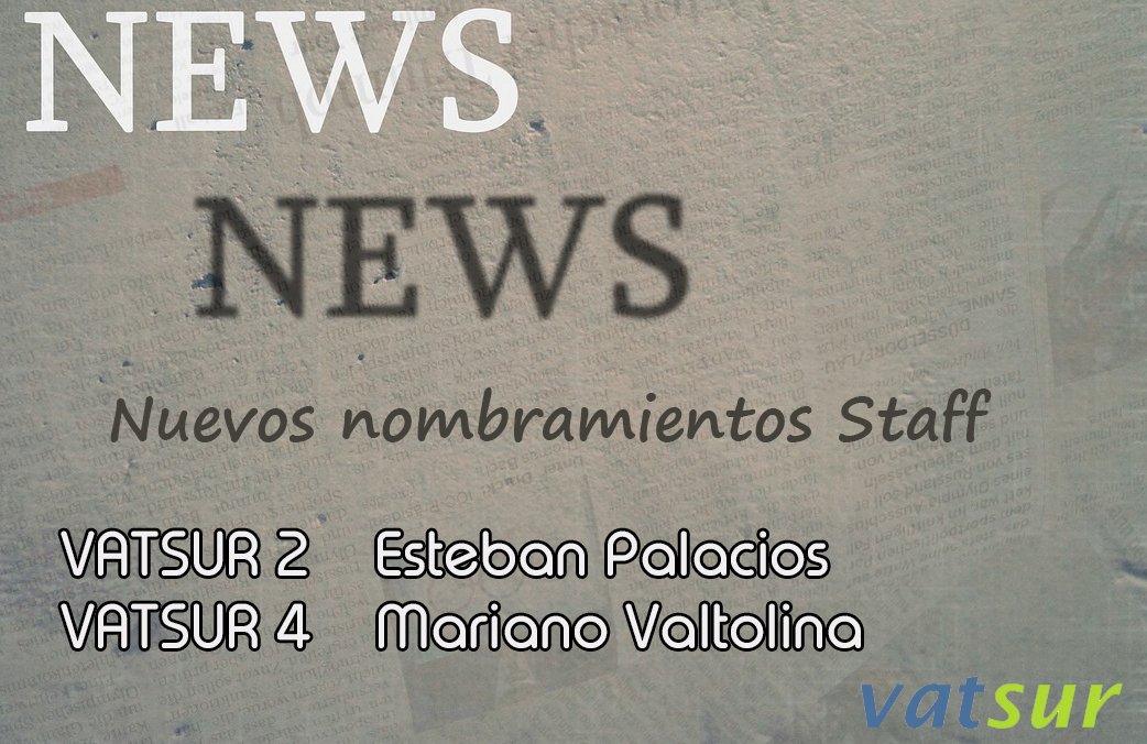 vatsur's tweet photo. B dias a todos los usuarios.

Nos complace comunicarles que el Sr Esteban Palacios ah sido elegido como nuevo Vice-Director de División VATSUR2
También el Sr Mariano Valtolina como flamante Director de Instrucción ATC Divisional VATSUR 4. Enhorabuena ! https://t.co/FzEI3fW1rd https://t.co/EHkW4wD3PA