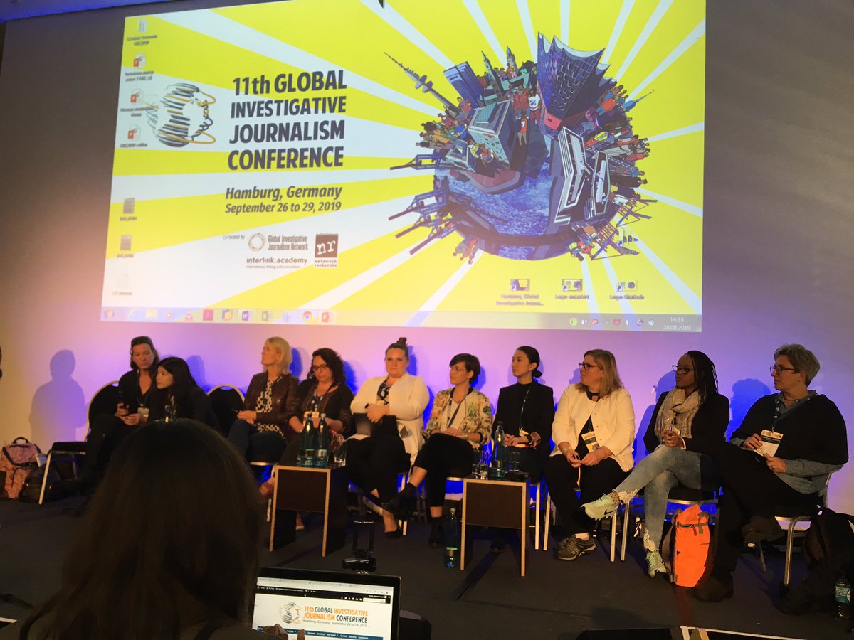 For more women on the stage of discussions and workshops! Rare picture, but amazing! Thank you, #GIJC19