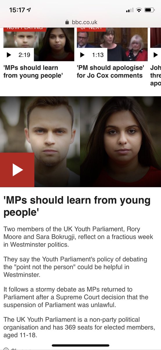 bbc.co.uk/news/av/uk-pol… Mp’s should definitely learn from young people! Young people are classed as being immature, however the youth parliament illustrate that young people are able to debate in a calm manner without attacking the person but attacking the issue!