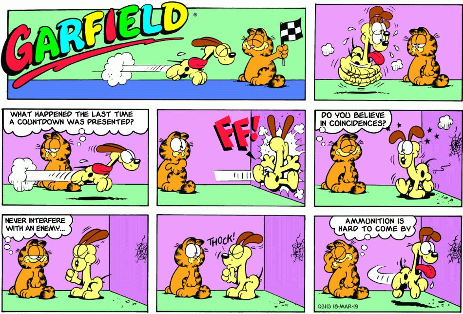 Q Drops as Garfield stripsQ3113 18 Mar 2019
