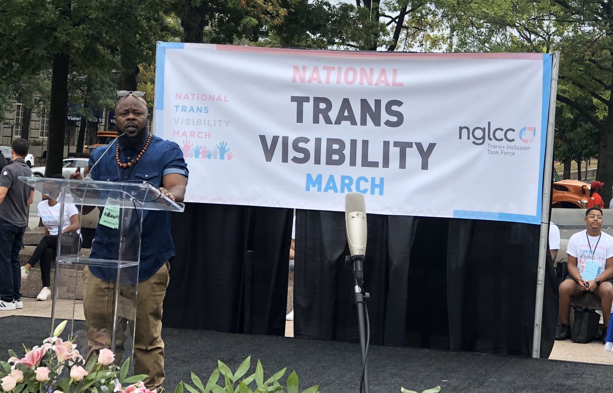 Carter Brown speaking at the National Trans Visibility March and Rally