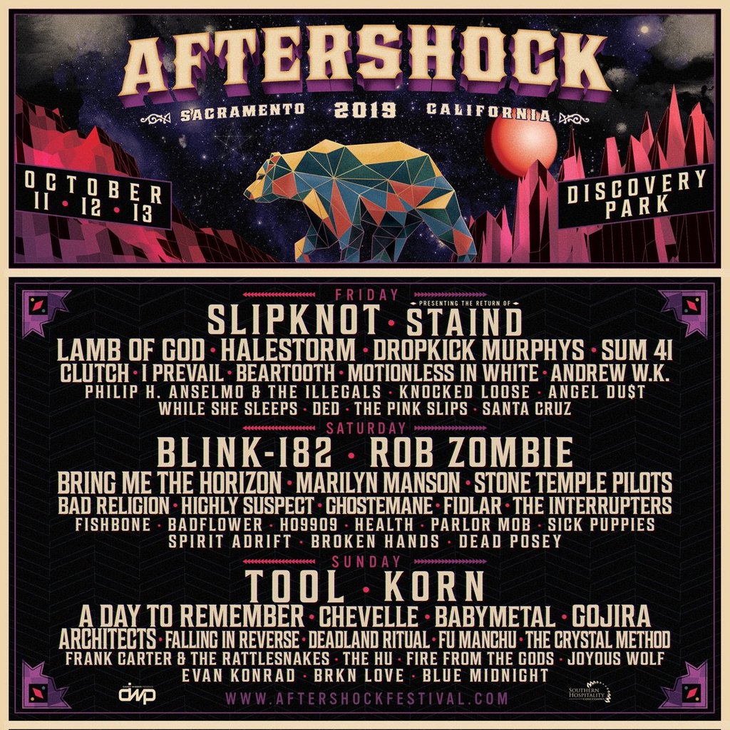kssuSparky's tweet image. Slipknot , Blink-182, Tool are some of the incredible bands performing at this years Aftershock!👀 Tickets are on sale and will be available until they are sold out!🎸 Make sure you grab your ticket at aftershockfestival.com 🤖 #KSSU #Aftershock