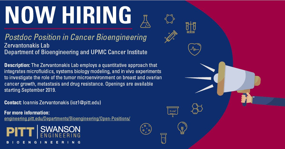 Yannis Zervantonakis (@zervanto) on Twitter photo Postdoc position in #cancer #bioengineering #microenvironment at the University of Pittsburgh Department of Bioengineering <a href="/PittBioE/">Pitt Bioengineering</a> and Cancer Center <a href="/UPMCHillmanCC/">UPMC Hillman Cancer Center</a>. Please RT and share with interested candidates. Please check zervalab.com and DM for more info Postdoc position in #cancer #bioengineering #microenvironment at the University of Pittsburgh Department of Bioengineering <a href="/PittBioE/">Pitt Bioengineering</a> and Cancer Center <a href="/UPMCHillmanCC/">UPMC Hillman Cancer Center</a>. Please RT and share with interested candidates. Please check zervalab.com and DM for more info