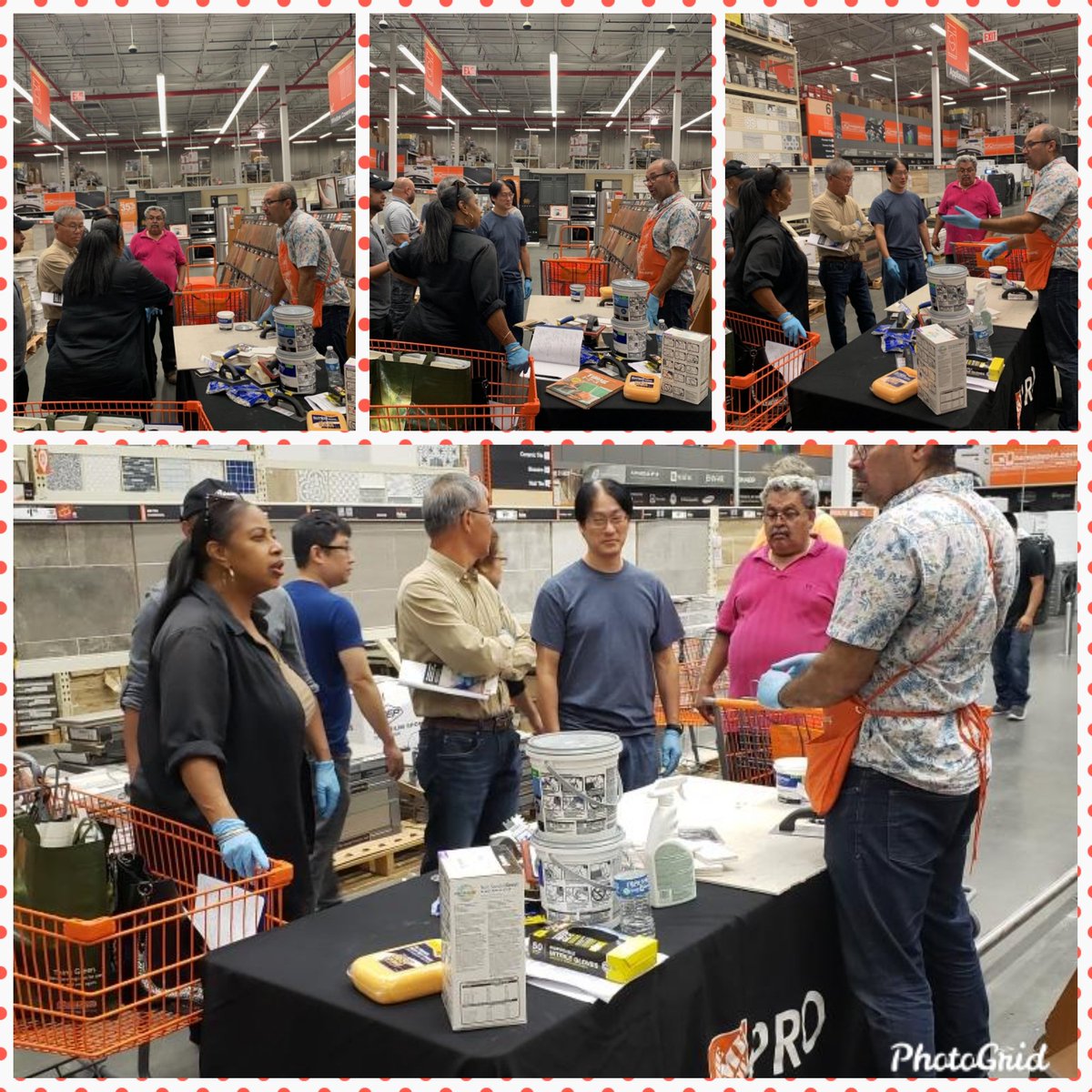 joanatkins1423's tweet photo. #DIY underway with Jorge the flooring specialist teaching about wall tiling....@YDensin @SL_leighton @HomeDepotSteph @ReidBless711 https://t.co/Ob85yzmv0w
