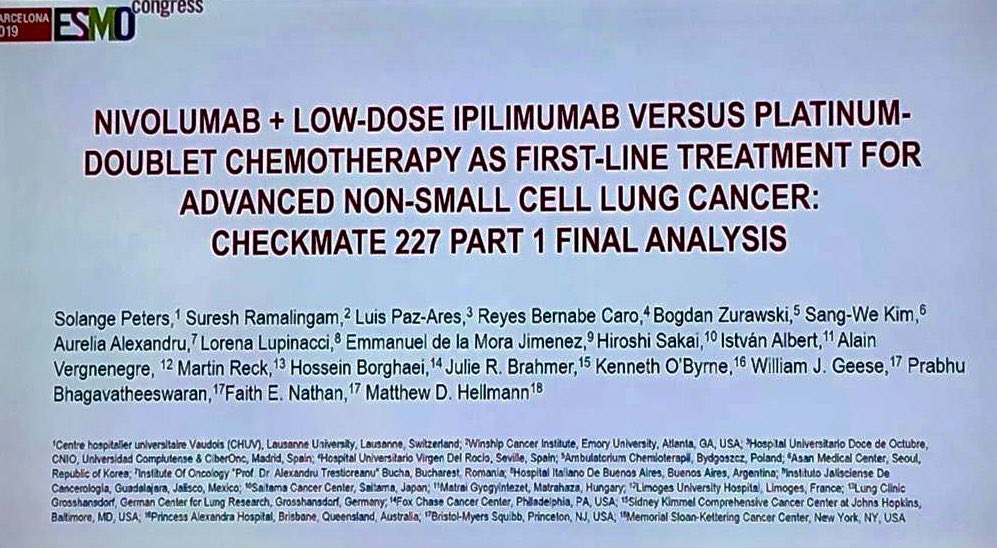 Oncoinfo_it's tweet photo. Checkmate 227 Ipi+Nivo: OS improved, regardless of PD-L1, but is still <2 years @peters_solange #ESMO19 #lcsm #checkmate227
@marinagarassino @giorgioscaglio3 @StephenRameyMD @CarloGenova5 @g_mountzios @RobertoFerrara_ @RamalingamMD https://t.co/QXBrNLOQet