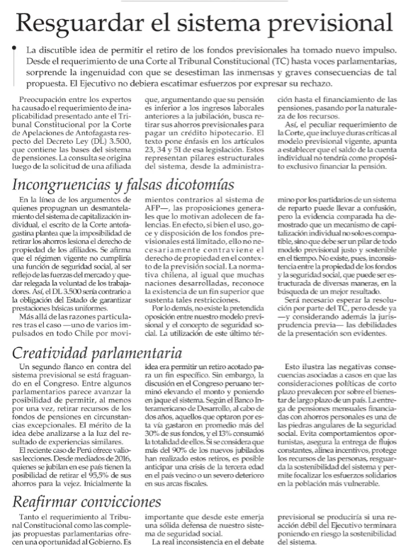 CNT_NOmasAFP's tweet photo. Hoy @ElMercurio_cl llamando a realizar una defensa al actual sistema de seguridad social. ¿De qué seguridad social nos están hablando? ¿De aquella que enriquece a unos pocos y genera pensiones de miseria para el resto? Es hora de decir basta! #MarchaDomingo6 #NOmasAFP https://t.co/v1lsrlqvjb
