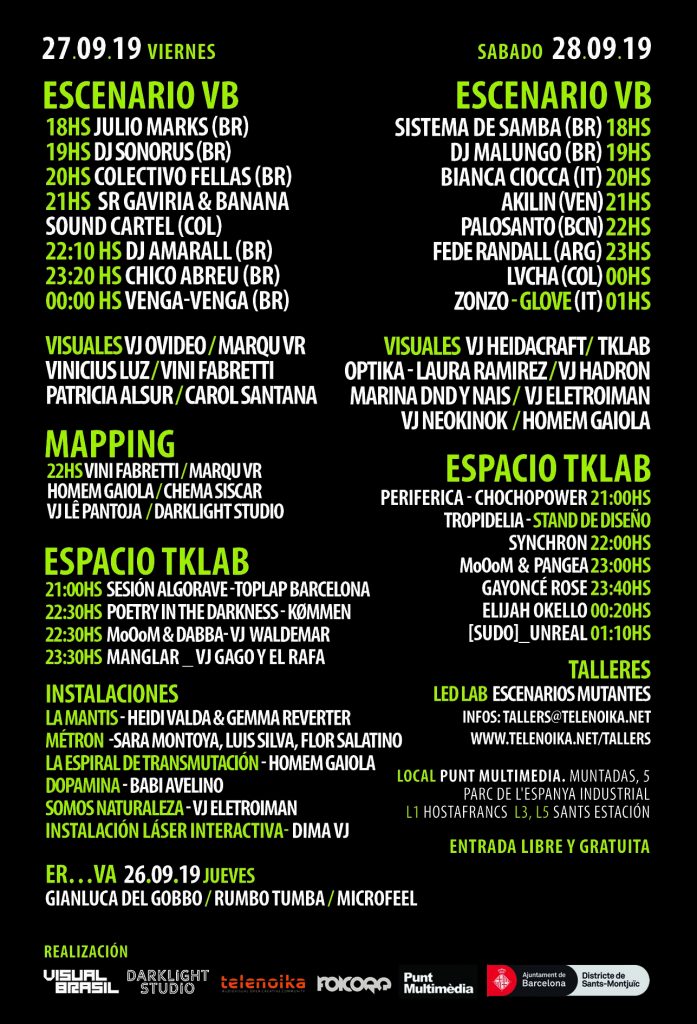 BCN_SantsMont's tweet photo. Videoart, mapping, performances audiovisuals i tota mena d'instal·lacions artístiques amb música aquesta nit al festival #VisualBrasil 📺📽️🖼️🎶🕺🏽
👉🏽 @Puntmultimedia dins i fora de la Casa del Mig
📍 Parc de l'Espanya Industrial (Muntadas, 5)
🔗 https://t.co/yw5DzE155u https://t.co/Abo298NgEf
