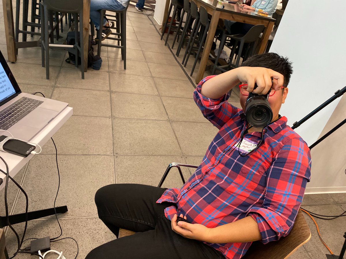 loooorenanicole's tweet photo. Now THAT'S organizing! @sunahsuh our fearless @promptconf captain running lead on captioning liaison, taking photos, helping slide transition. Let's see what else we can add to that list. #PromptConf https://t.co/dERtVIMu9p