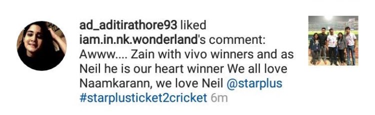 Kriti__x's tweet photo. Adi the stalker! How she was reading the comment section of the post of Star Plus and liked this comment about him! Precious! #NaamkarannKe3Saal https://t.co/vmyN1C0vdS