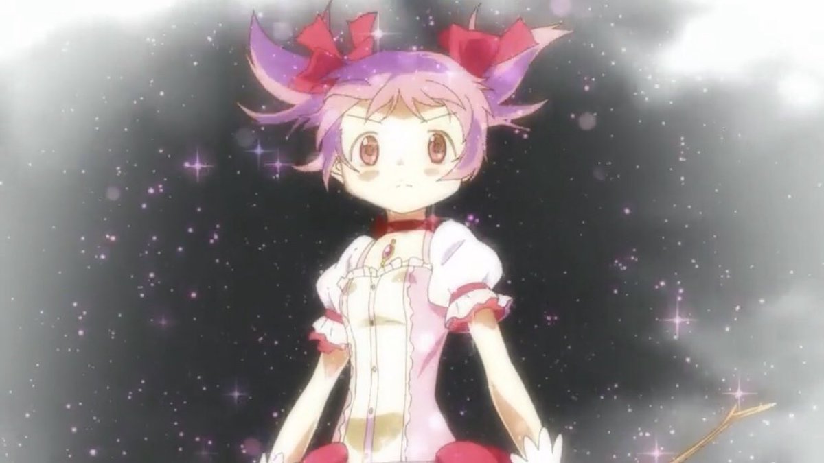 さつき 魔法少女まどかマギカ 最終回感想 魔女を消す概念と化してしまったまどか 辛い まどかのリボンを着けたり まどかの弓を引き継いでいたりある意味呪いを背負っていると感じた ほむほむはまどかさえいればそれで十分だったのに 叛逆へと