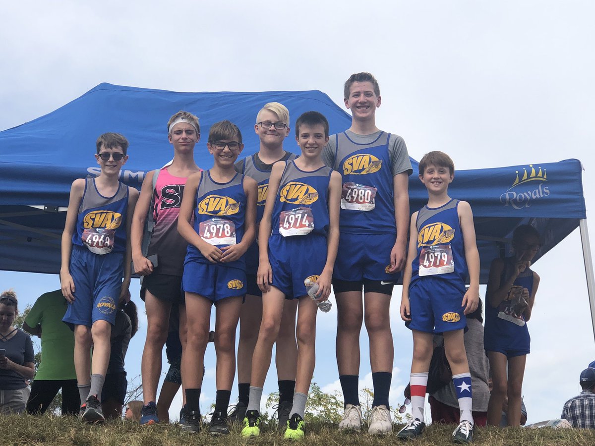 SVA Running Royals getting ready to sprint in the 90 degree heat at Williamstown Invitational! #beroyal