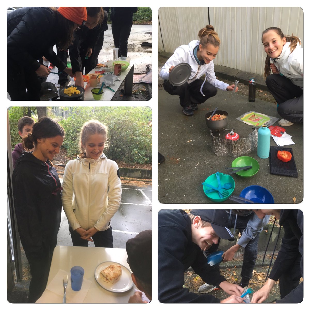 TiboMSPE's tweet photo. Cooking in the rain, Belgian Burrito’s and fighting a rice bag! #mslearns #worldready @ISB_Bronze_IA @ISB_MS https://t.co/25Aga8nBNy