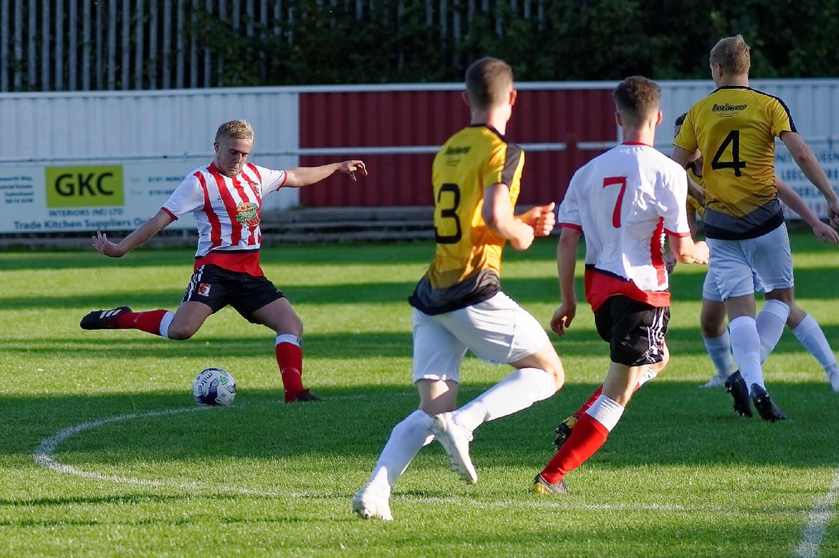 SunderlandRCA's tweet image. RCA goal scorer Dylan Elliott fires in a second half shot during this afternoon's match at home to West Auckland Town