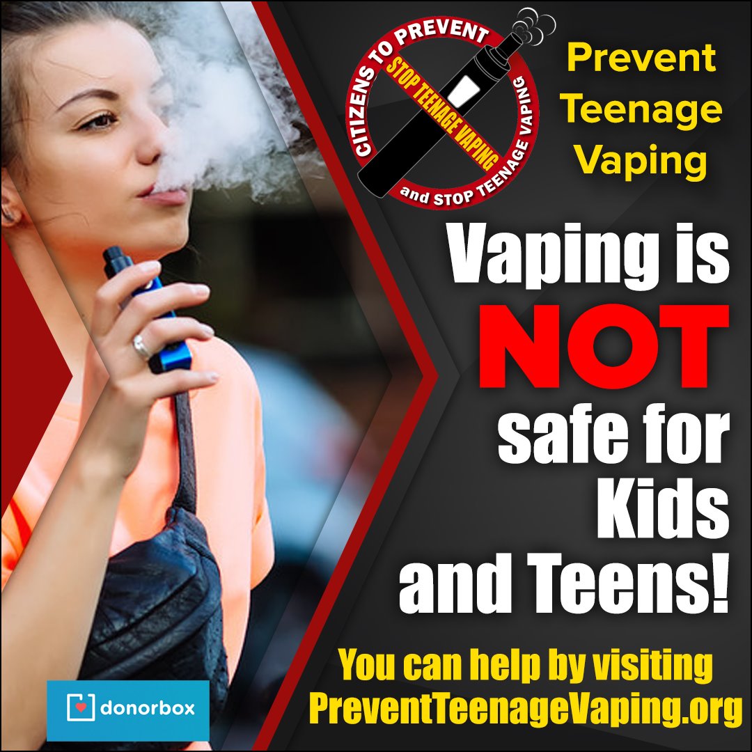 The investigation into the recent multistate outbreak of lung injury associated w/#ecigarette product use, or vaping is ongoing.  

We need your help to STOP Teenage Vaping!

donorbox.org/prevent-teenag…

#juul #vapeban #ecigs #kids #vaping