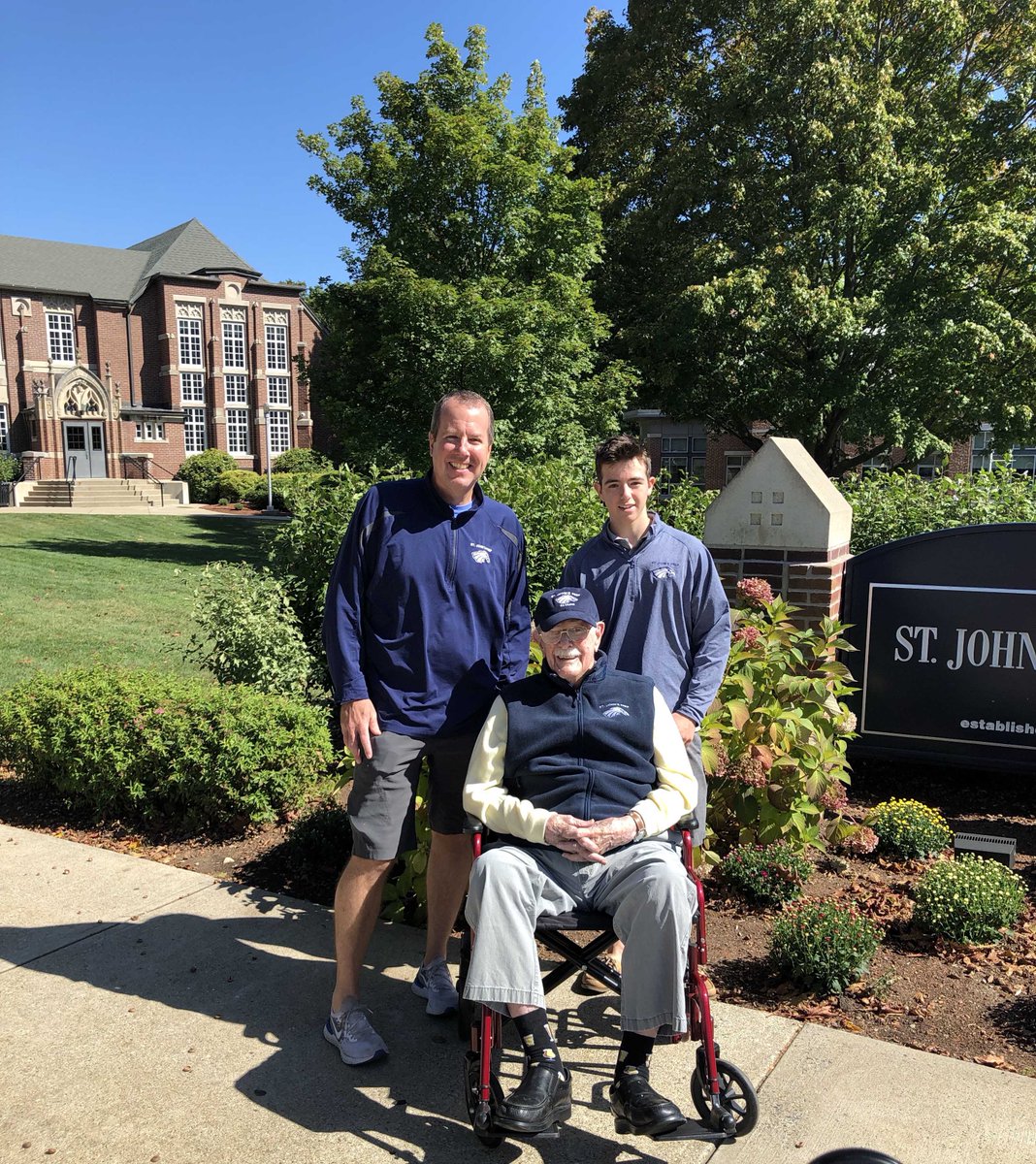 ehardiman's tweet photo. Nice Saturday visit with John Donovan @stjohnsprep class of 1935 and his grandson Harlan ’23.  84 years later John has tremendous pride in his #prepexperience - the foundation of a distinguished vocation as prof. of sociology at @BostonCollege   #PrepLegacy #Prep4Life https://t.co/ZBCdmbWgCv