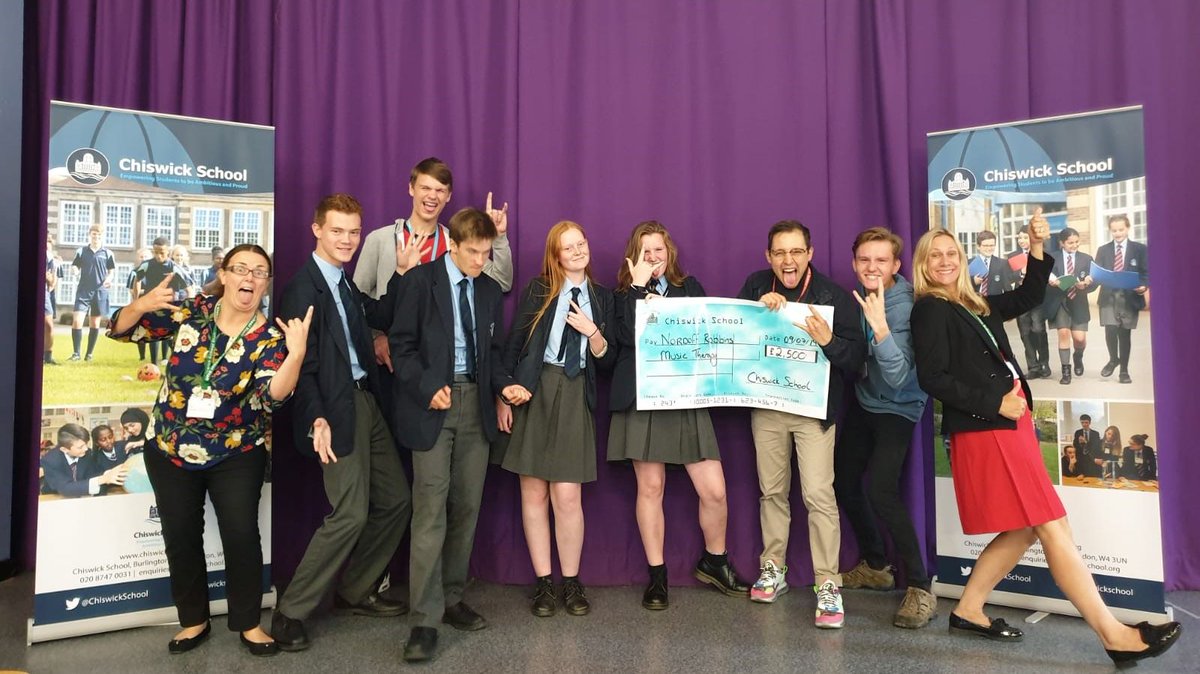 nordoffrobbins's tweet photo. Huge thanks to Tom and the wonderful students @ChiswickSchool, who organised the 'Chiswick Invasion' rock concert, raising an incredible £2500 to help us enrich more lives through music! https://t.co/5i3XHf34nx
