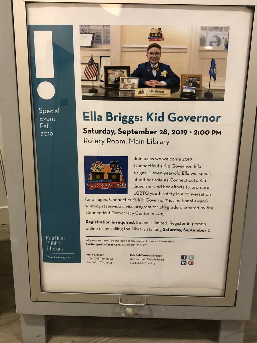 CTKidGovernor's tweet image. We’re at @FairfieldPubLib for #CTKGElla’s final #LibraryCircuit stop!