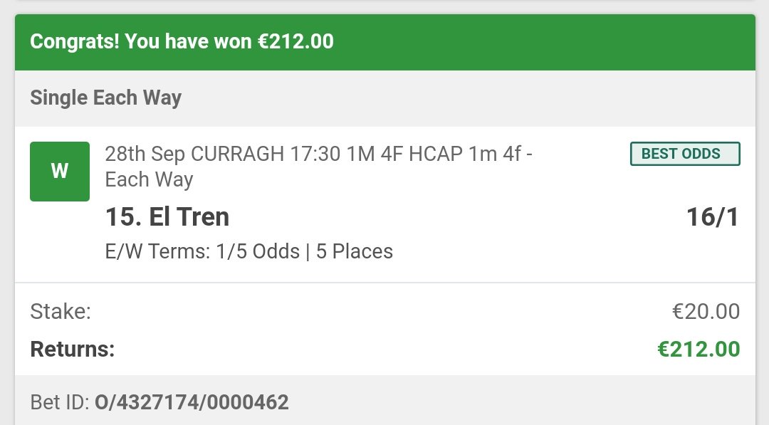 NidgeyK's tweet photo. @myracingtips Tidy one that! Nice one @myracingtips ! 
Cheered me up no end after Ireland's rugby performance this morning. https://t.co/cffVqfRk2b