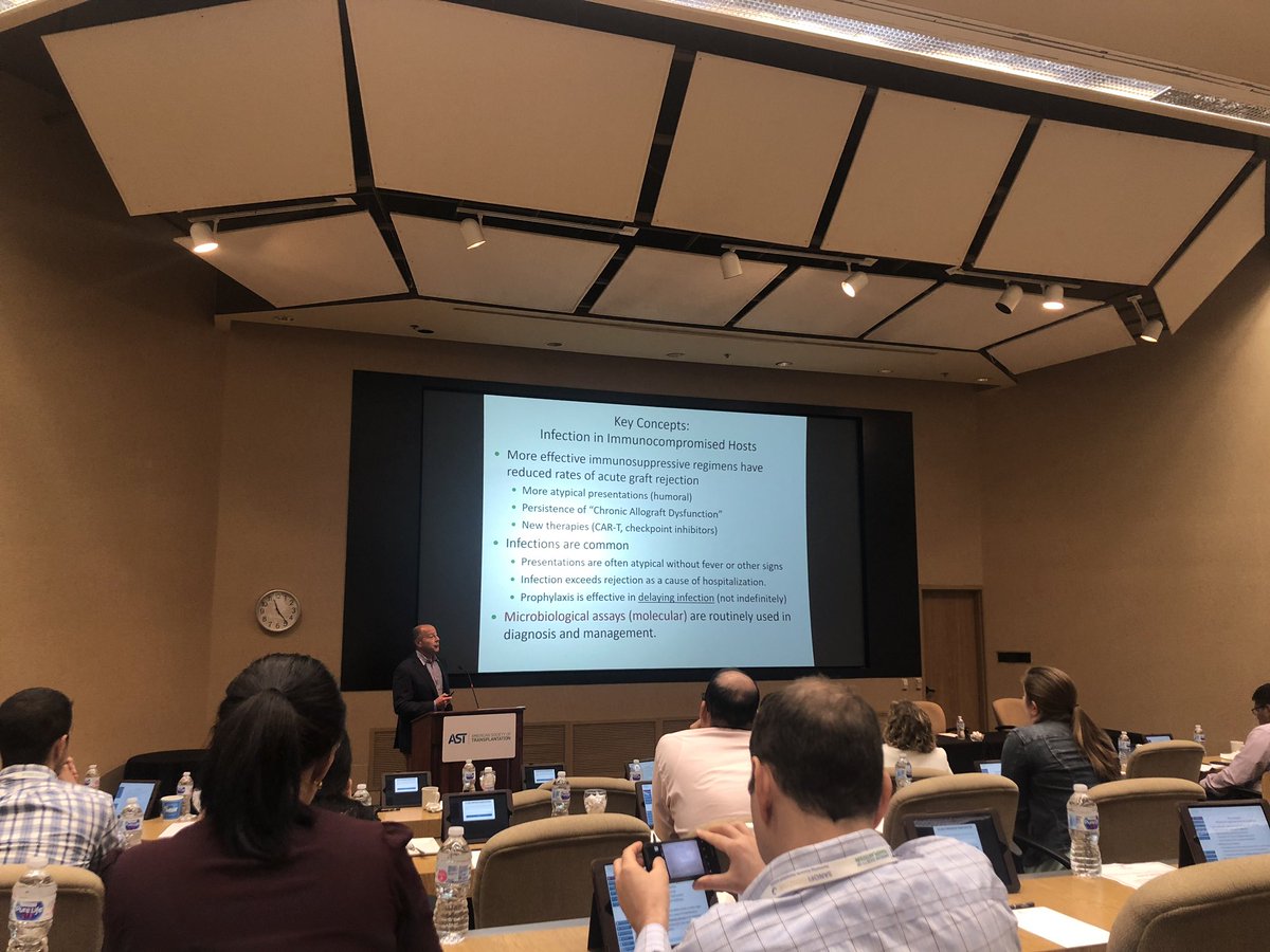 Jay Fishman dropping ID pearls at <a href="/AST_info/">American Society of Transplantation (AST)</a> fellows symposium. My personal take home message from this:1-Involve your friendly ID consult team early 2-Help out your friendly ID team by obtaining tissue. Or in the words of <a href="/FranciscoMarty_/">Francisco Marty, MD</a> #dontcoverdiscover #ASTfellows2019 #TxID